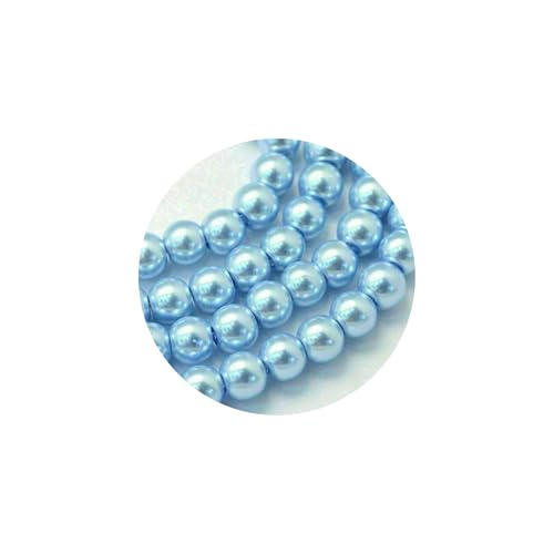 100x Glasperlen 8mm Glänzend Metallic Perlen Set Beads Glas Mix Schmuck Basteln (Himmelblau) von Chiaras's Engelshop