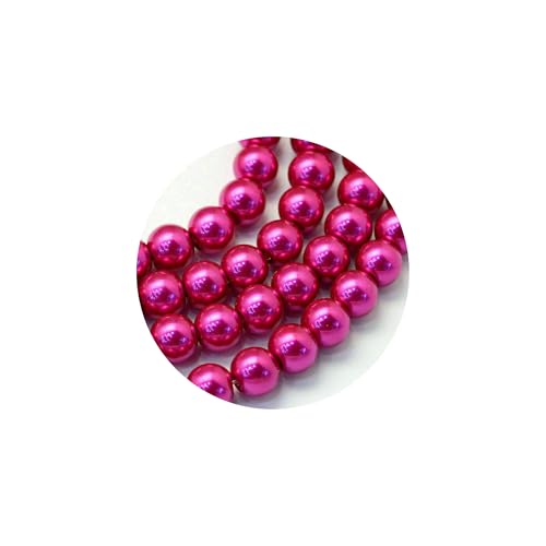 100x Glasperlen 8mm Glänzend Metallic Perlen Set Beads Glas Mix Schmuck Basteln (Magenta) von Chiaras's Engelshop