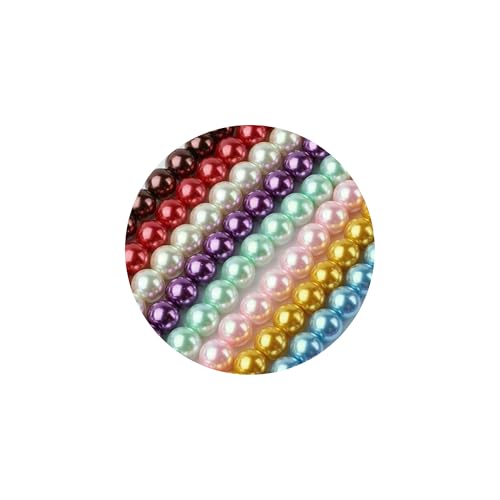 100x Glasperlen 8mm Glänzend Metallic Perlen Set Beads Glas Mix Schmuck Basteln (Mehrfarbig) von Chiaras's Engelshop