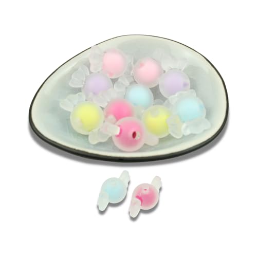 10x Acrylperlen Bonbon Irisierende Acryl Perlen 22x12mm Süßigkeit Schimmernd (Bunt - Matt) von Chiaras's Engelshop