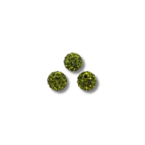 12x Strassperlen 10mm Shamballa Perlen Discoperlen Glitzer Beads Strass Ton PP13 (Olive) von Chiaras's Engelshop