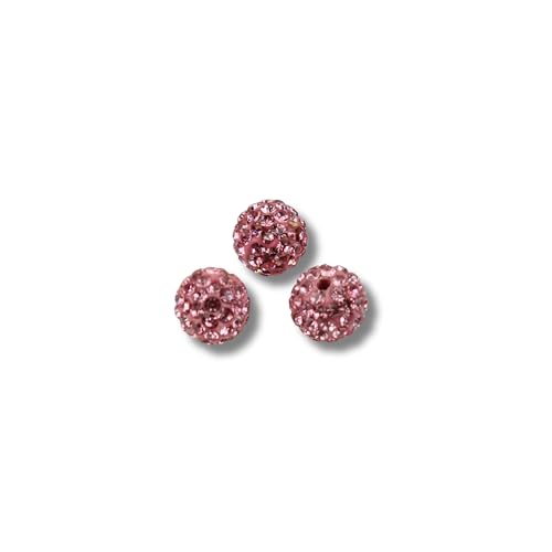 12x Strassperlen 10mm Shamballa Perlen Discoperlen Glitzer Beads Strass Ton PP13 (Rosa) von Chiaras's Engelshop