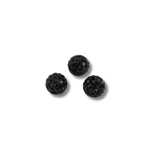 12x Strassperlen 10mm Shamballa Perlen Discoperlen Glitzer Beads Strass Ton PP13 (Schwarz) von Chiaras's Engelshop