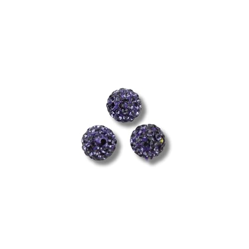 12x Strassperlen 10mm Shamballa Perlen Discoperlen Glitzer Beads Strass Ton PP13 (Violett) von Chiaras's Engelshop