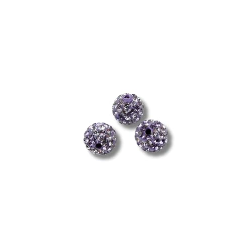 12x Strassperlen 10mm Shamballa Perlen Discoperlen Glitzer Beads Strass Ton PP13 (Violett Hell) von Chiaras's Engelshop