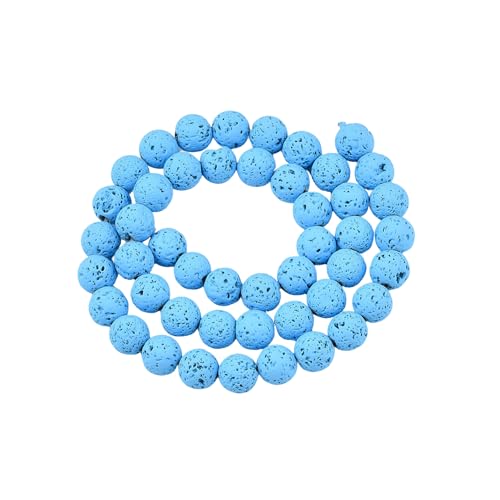 1x Strang Natürliche Lavasteinperlen 10mm Rund Lava Perlen Edelstein Blau Grün Lavaperlen Lavastein (Hell Blau) von Chiaras's Engelshop