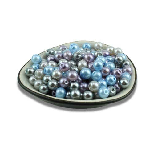 200x Glasperlen Mix Ø 6mm Farbmischung Perlenmix Perlen Set Mix Perlenmischung Perlenset (Silbergrau) von Chiaras's Engelshop