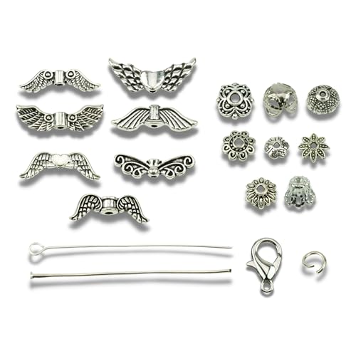 Chiaras's Engelshop 500 Teile - Schutzengel Zubehör Bastelset Set Flügel Nietstifte Perlenkappen Mix Basteln Perlenengel Engel Material von Chiaras's Engelshop