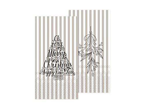 Chic Antique Servietten Papierserviette Serviette Weihnachten Christmas Schneeflocke Weihnachtsbaum verschiedene Größen und Muster X-Mas (38004-25 Mistelzweig French Grey 20x10cm) von Chic Antique