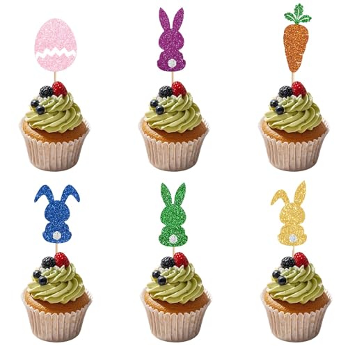 12PCS Cupcake Topper Ostern, Hase Toppers Ostern Party Deko von ChicQuench