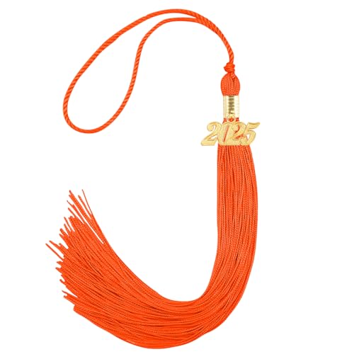 2025 Graduation Tassel, Graduation Cap Tassel, 2025 Quaste Graduation, 2025 Quaste mit 2025 Jahr Gold Charms für Graduation Cap, Assel Charm für Absolventen Hut Zeremonien Zubehör, Orange von ChicQuench