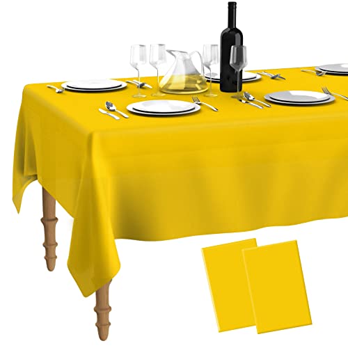 Biertisch Tischdecke,Tischdecke Geburtstag,Einweg Gelbes Plastik Tischdecken,Bierbank Tischdecke,2Pack Yellow Tablecloths Party Disposable Tablecloths, 137x274cm Rectangular Large Plastic Tablecloths von ChicQuench