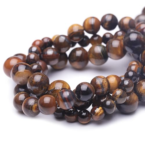 Chicager 10 mm Natursteinperlen zur Schmuckherstellung, Tigerauge, poliert, glatt, rund, Edelsteinperlen für Armband, Halskette, 38,1 cm von Chicager