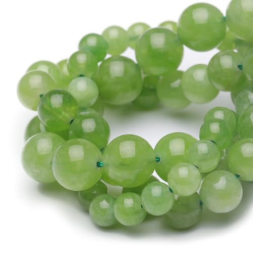 Chicager 10 mm Natursteinperlen zur Schmuckherstellung, olivfarbene Jade, poliert, glatt, rund, Edelsteinperlen für Armband, Halskette, 38,1 cm von Chicager