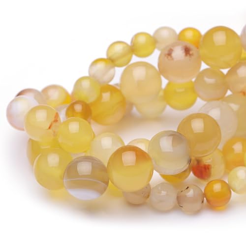 Chicager 6 mm Natursteinperlen zur Schmuckherstellung, gelb gestreift, Achat, poliert, glatt, rund, Edelsteinperlen für Armband, Halskette, 38,1 cm von Chicager