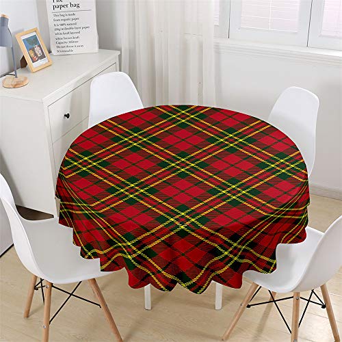 Chickw1 Wasserdicht Tischdecke Runde Abwaschbar, Klassisch Retro Plaid Bedruckte Tischdecken,Tischtuch aus Polyester, Tischdekoration Benutzt für Küche, Esszimmer, Garten (Schottisches Plaid,200cm) von Chickwin-Shop