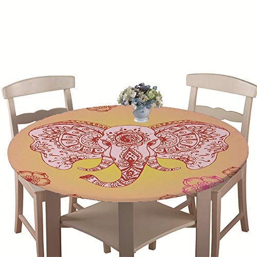 Tischdecke Outdoor Rund 100 cm, Elastisch Tischdecken Abwaschbar Wasserabweisend Lotuseffekt 3D Monstera Garten Tischdecke Mandala Table Cloth, Ideal für 80cm-90cm von Chickwin-Shop