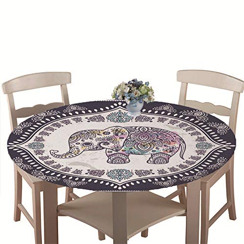 Tischdecke Outdoor Rund 200 cm, Elastisch Tischdecken Abwaschbar Wasserabweisend Lotuseffekt 3D Monstera Garten Tischdecke Mandala Table Cloth, Ideal für 180cm-190cm von Chickwin-Shop