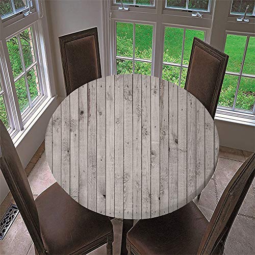 Chickw1 Tischdecke Runde Wasserdicht Abwaschbar 3D Holzdruck Bedruckte Tischschoner Elastische Kante,Tischtuch aus Polyester für Küche, Esszimmer, Garten, Balkon oder Camping (Eisenfarbe,150cm) von Chickwin-Shop