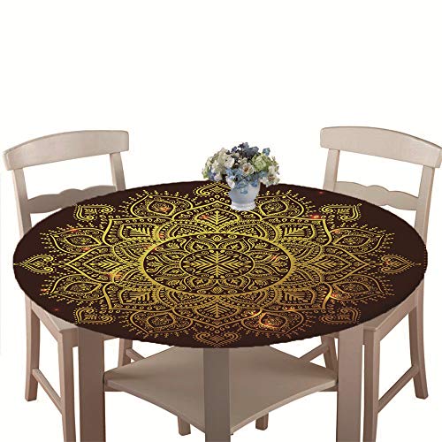 Tischdecke Outdoor Rund 180 cm, Elastisch Tischdecken Abwaschbar Wasserabweisend Lotuseffekt 3D Monstera Garten Tischdecke Mandala Table Cloth, Ideal für 160cm-170cm von Chickwin-Shop