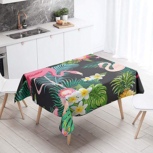 Chickw1 Tischdecke Wasserdicht Abwaschbar, Tropischer Flamingo 3D-Druck Wasserabweisend Fleckschutz Rechteckig Abwischbare Wachstuch Ölfest Pflegeleicht Küchentischabdeckung (100x140cm,G) von Chickwin