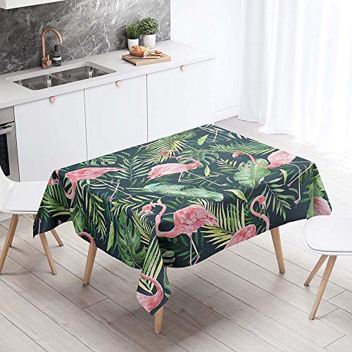 Chickw1 Tischdecke Wasserdicht Abwaschbar, Tropischer Flamingo 3D-Druck Wasserabweisend Fleckschutz Rechteckig Abwischbare Wachstuch Ölfest Pflegeleicht Küchentischabdeckung (140x200cm,B) von Chickwin