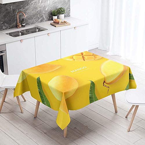 Chickw1 Tischdecke Wasserdicht Abwaschbar, Wasserabweisend Fleckschutz Rechteckig Abwischbare Wachstuch Ölfest Pflegeleicht Küchentischabdeckung Sommer Obst 3D Druck (60x60cm,Mango) von Chickwin