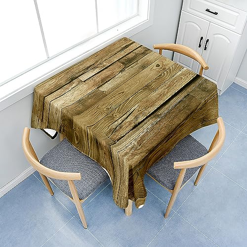 Chickwin Rustic Tischdecke Planke Hölzerne Textur Bedruckte Polyester Antifouling Quadratisch Tischdecken, Pflegeleicht, Abwaschbar für Garten Party Tischdekoration (120x120cm,Stil F) von Chickwin