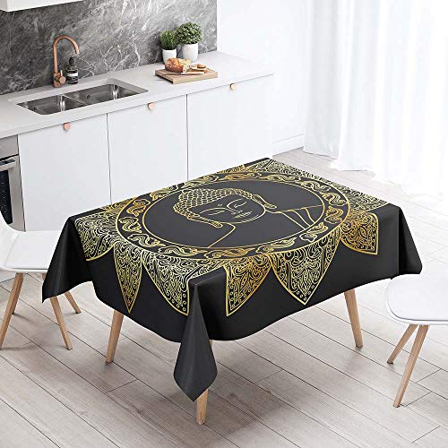 Chickw1 Tischdecke Abwaschbar, Modern Nordischer Wasserdicht Polyester Rechteckig Fleckschutz Ölfest Abwaschbar Pflegeleicht Mehrzweck Gartentischdecke Meditation Mandala Drucken (140x160cm,B) von Chickwin