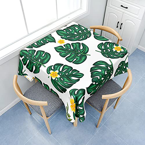 Chickwin Tischdecke Quadratisch Wasserdicht 3D Tropische Grüne Palmblatt Monstera Bedruckte Polyester Tischdecken Abwaschbar Pflegeleicht Patio Garten Tischdekoration (200x200cm,Stil A) von Chickwin