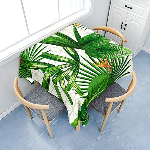 Chickwin Tischdecke Quadratisch Wasserdicht 3D Tropische Grüne Palmblatt Monstera Bedruckte Polyester Tischdecken Abwaschbar Pflegeleicht Patio Garten Tischdekoration (200x200cm,Stil B) von Chickwin