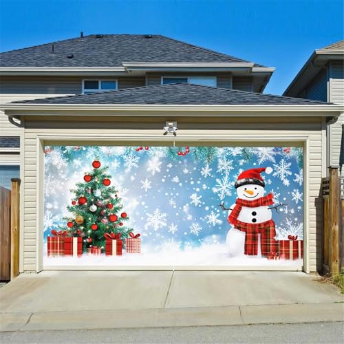 Chickwin Weihnachten Urlaub Garagentor Banner Abdeckung, Große Größe Xmas Frohe Weihnachten Dekorationen Klassiker Weihnachtsmann für Happy New Year Outdoor Hintergrund (150x200cm,Schneemann) von Chickwin