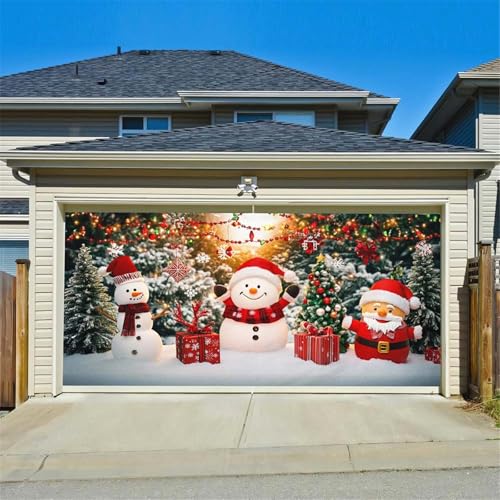 Chickwin Weihnachten Urlaub Garagentor Banner Abdeckung, Große Größe Xmas Frohe Weihnachten Dekorationen Klassiker Weihnachtsmann für Happy New Year Outdoor Hintergrund (180x400cm,Geschenk) von Chickwin