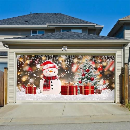 Chickwin Weihnachten Urlaub Garagentor Banner Abdeckung, Große Größe Xmas Frohe Weihnachten Dekorationen Klassiker für Happy New Year Outdoor Hintergrund rot (Geschenk,150x200cm) von Chickwin