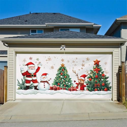 Chickwin Weihnachten Urlaub Garagentor Banner Abdeckung, Große Größe Xmas Frohe Weihnachten Dekorationen Klassiker für Happy New Year Outdoor Hintergrund rot (Weihnachtsmann,150x200cm) von Chickwin