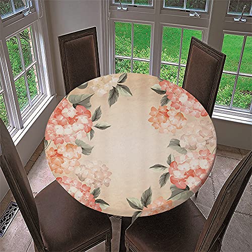 Chickw1 Runde Tischdecke Wasserdicht Abwaschbar mit Elastische Kante, 3D Elegant Blumig Bedruckte Tischschoner, Tischtuch aus Polyester für Küche, Restaurant, Garten (Vintage Blumen,90cm) von Chickwing