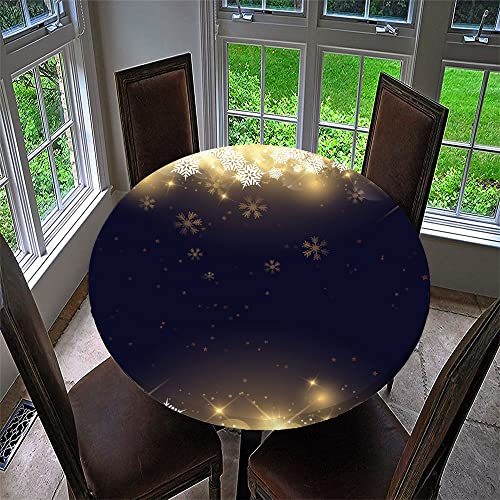 Chickw1 Runde Weihnachten Tischdecke Wasserdicht Antifouling mit Elastische Kante, 3D Luxus schwarzes Gold Muster Tischtuch aus Polyester für Küche, Esszimmer, Garten (Stil F,100cm) von Chickwing