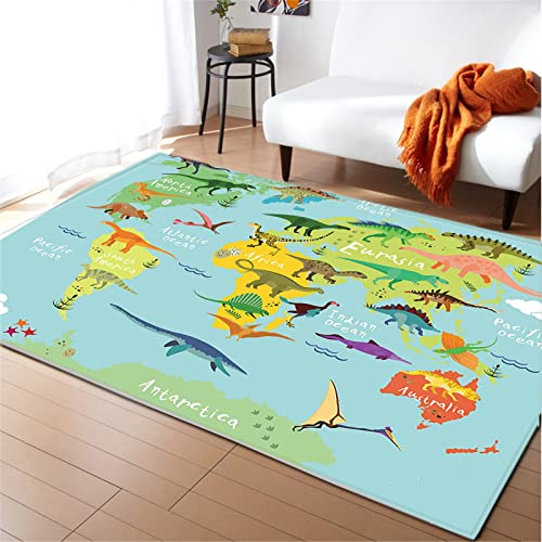 Chickw1 Teppich Wohnzimmer Kurzflor Teppiches 3D Tier Muster, Weiche Flanell Teppich Antirutschunterlage Krabbelmatte für Kinderzimmer Schlafzimmer Outdoor (Cartoon Dinosaurier,150x100cm) von Chickwing