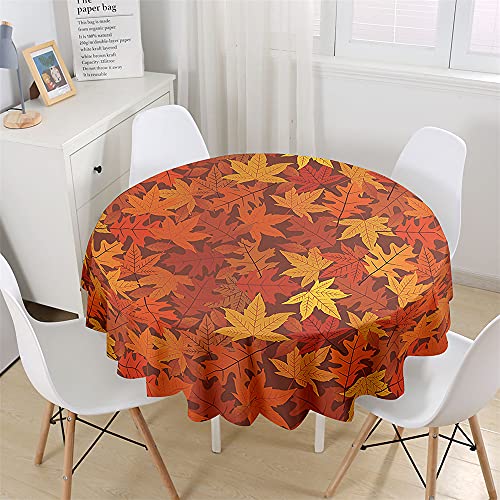 Chickw1 Wasserdicht Runde Tischdecke 3D Herbst Blätter Muster Bedruckte Tischdecke, Abwaschbar Tischtuch, Tischdekoration Benutzt für Küche, Esszimmer, Garten (Ahornblatt B,200cm) von Chickwing