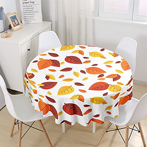 Chickw1 Wasserdicht Runde Tischdecke 3D Herbst Blätter Muster Bedruckte Tischdecke, Abwaschbar Tischtuch, Tischdekoration Benutzt für Küche, Esszimmer, Garten (Gefallene Blätter,120cm) von Chickwing