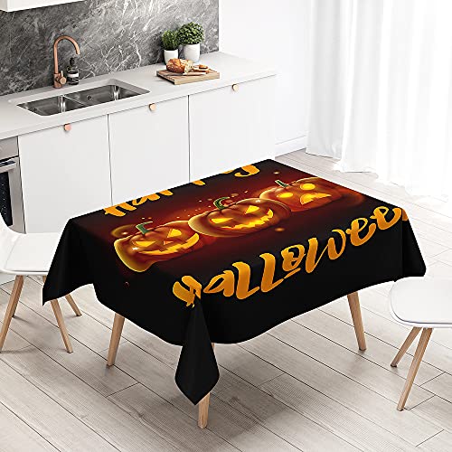 Chickw1 Wasserdicht Tischdecke Rechteckig 3D Halloween-Kürbis Drucken Tischtuch für Home Küche Garten, Mehrzweck Abwaschbar aus Polyester Tischdecke (Böser Kürbis,60x60cm) von Chickwing