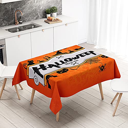 Chickw1 Wasserdicht Tischdecke Rechteckig 3D Halloween-Kürbis Drucken Tischtuch für Home Küche Garten, Mehrzweck Abwaschbar aus Polyester Tischdecke (Halloween,140x260cm) von Chickwing