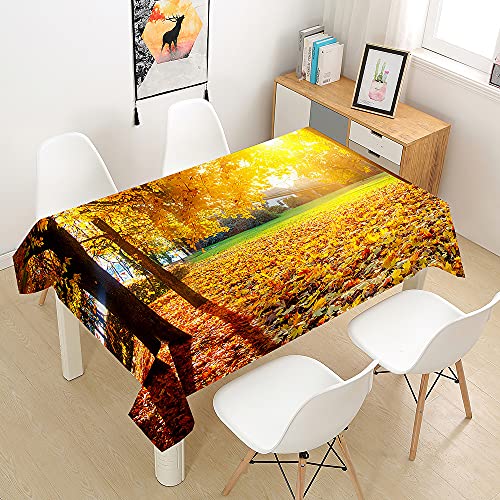 Chickw1 Wasserdicht Tischdecke Rechteckig 3D Herbst Ahorn Wald Drucken Tischtuch für Home Küche Garten, Mehrzweck Abwaschbar aus Polyester Lotuseffekt Tischdecke (A,90x90cm) von Chickwing