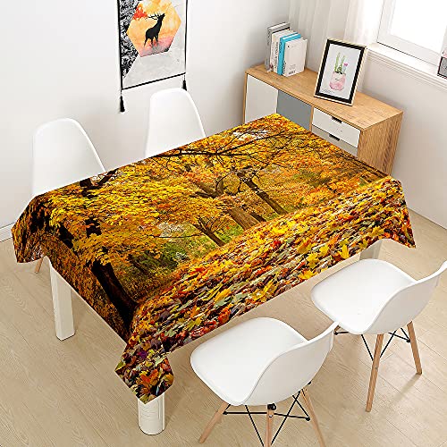 Chickw1 Wasserdicht Tischdecke Rechteckig 3D Herbst Ahorn Wald Drucken Tischtuch für Home Küche Garten, Mehrzweck Abwaschbar aus Polyester Lotuseffekt Tischdecke (B,100x140cm) von Chickwing