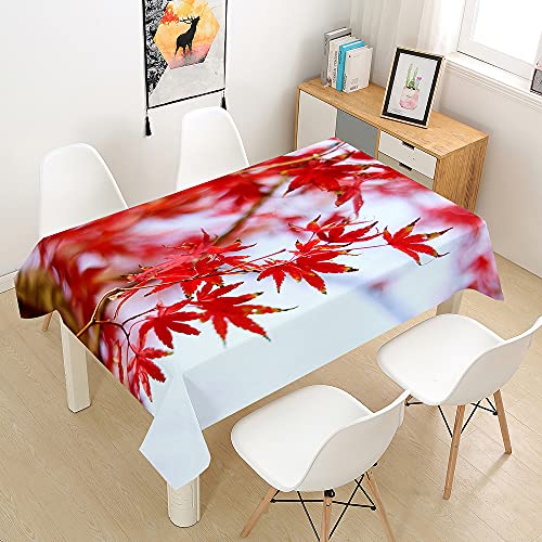 Chickw1 Wasserdicht Tischdecke Rechteckig 3D Herbst Ahorn Wald Drucken Tischtuch für Home Küche Garten, Mehrzweck Abwaschbar aus Polyester Lotuseffekt Tischdecke (E,140x200cm) von Chickwing