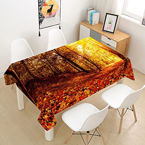 Chickw1 Wasserdicht Tischdecke Rechteckig 3D Herbst Ahorn Wald Drucken Tischtuch für Home Küche Garten, Mehrzweck Abwaschbar aus Polyester Lotuseffekt Tischdecke (G,140x160cm) von Chickwing