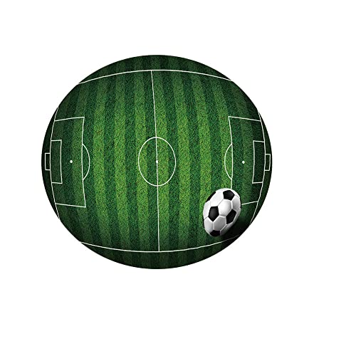 Chickwin Fußball Runde Tischdecke Elastische Kante Wasserdicht Fleckschutz Abwaschbar 3D Tischdecken, Tischtuch aus Polyester für Küche, Esszimmer, Garten, Balkon (Fußballfeld,100cm) von Chickwing