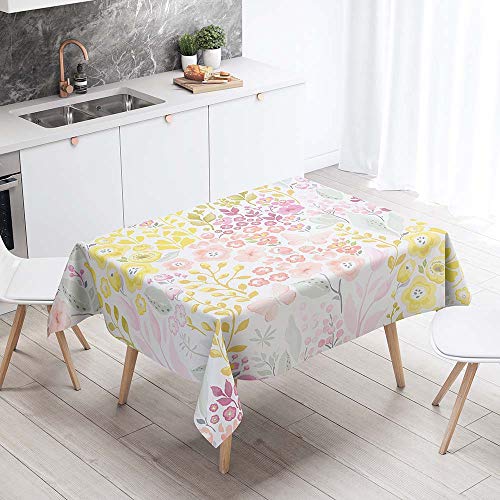 Chickw1g Tischdecke Abwaschbar, 3D Gänseblümchen Muster Wasserdicht Polyester Rechteckig Fleckschutz Ölfest Abwaschbar Pflegeleicht Mehrzweck Mehrzweck Gartentischdecke (Baum,140x180cm) von Chickwing