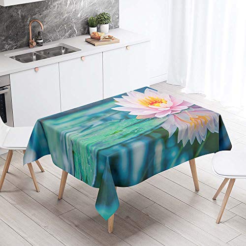 Chickw1g Tischdecke Abwaschbar, 3D Gänseblümchen Muster Wasserdicht Polyester Rechteckig Fleckschutz Ölfest Abwaschbar Pflegeleicht Mehrzweck Mehrzweck Gartentischdecke (Lotus,140x220cm) von Chickwing