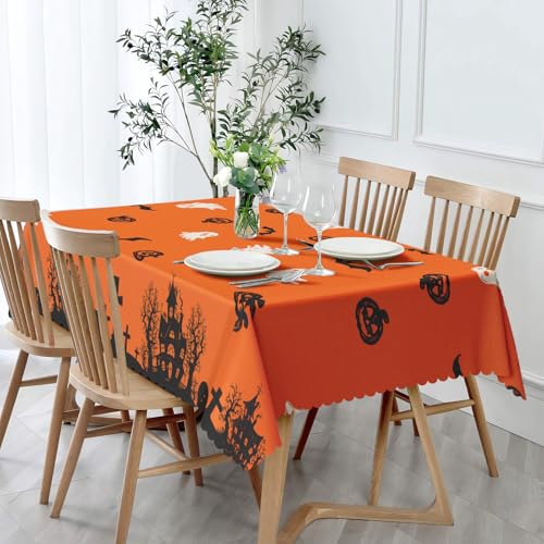 Halloween Tischdecke Abwaschbar Rechteckig Kürbis Geist Gartentischdecke Fleckschutz Wasserdicht Tischtuch Pflegeleicht Outdoor Tischdecken für Küche, Esstisch, Party, Abendessen 110x140cm von Chicnix